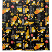 キッズウォーターカラー建築車のパターン シャワーカーテン (正面)