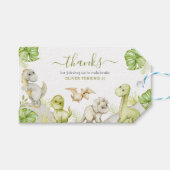 キッズウォーターカラー恐竜の誕生日パーティー ギフトタグ (正面(横))