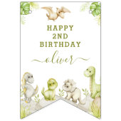 キッズウォーターカラー恐竜の誕生日パーティー バンティングフラッグ (第2の旗)