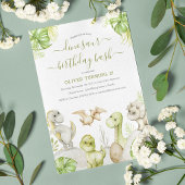 キッズウォーターカラー恐竜の誕生日パーティー 招待状