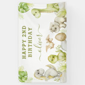 キッズウォーターカラー恐竜の誕生日パーティー 横断幕 (縦)