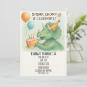 キッズウォーターカラー恐竜誕生日招待状 招待状 (スタンド正面)