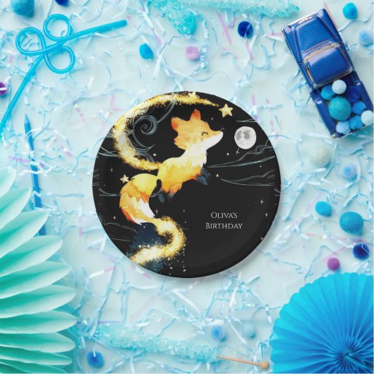 キッズウッドランドキツネ誕生日 ペーパープレート (パーティー)