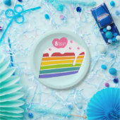 キッズエイジレインボーレイヤーお誕生日ケーキ ペーパープレート (パーティー)