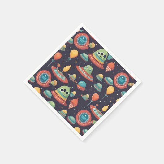 キッズエイリアン誕生日パーティーのナプキン スタンダードカクテルナプキン (角)