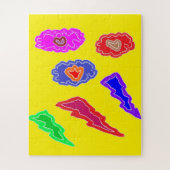 キッズエクストララウドパーティーカラー黄色ピンクブルーアート ジグソーパズル (縦)