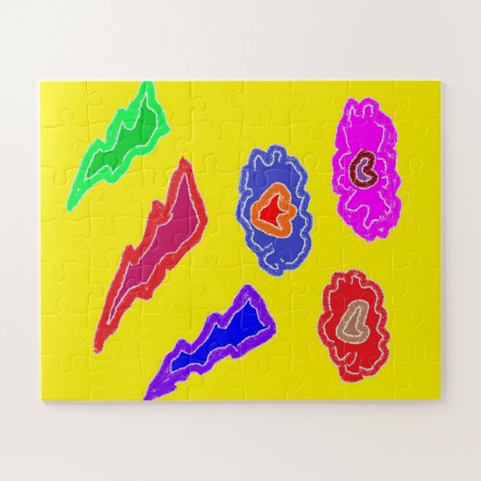 キッズエクストララウドパーティーカラー黄色ピンクブルーアート ジグソーパズル (横)