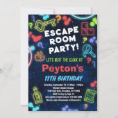 キッズエスケープルームバースデーパーティーの招待 招待状 (正面)