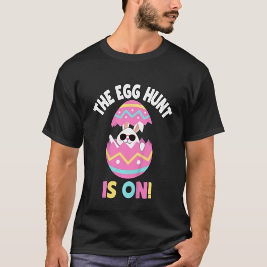 キッズエッグおもしろい狩りオンバニーエッグ狩りイースト Tシャツ (正面)