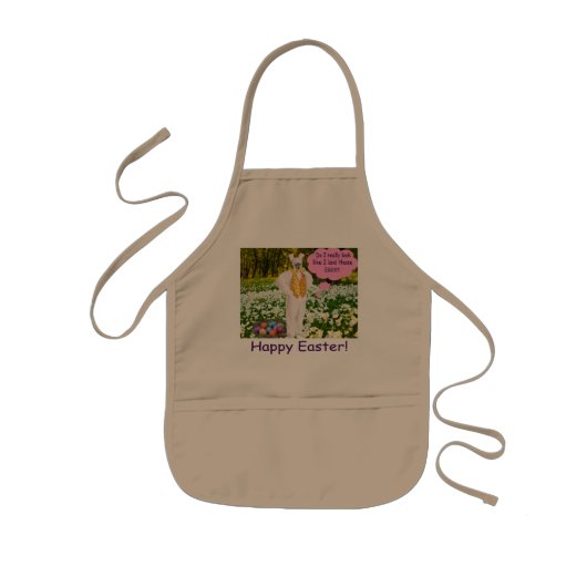 キッズエプロン。ハッピーイースター. klipspringer/bunny 子供用エプロン (正面)