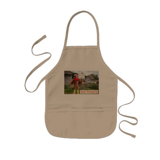 キッズエプロン。ハッピーサンクスギビング。チーターキー 子供用エプロン (正面)