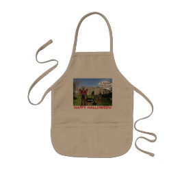 キッズエプロン。ハッピーハローウィン、魔猫 子供用エプロン