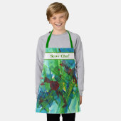 キッズエプロン – 抽象芸術アクリルアート エプロン (着用した状態)