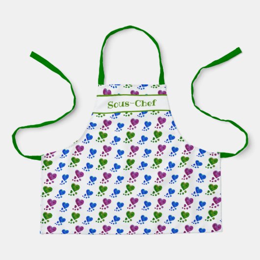 キッズエプロン – 抽象芸術アクリルハート エプロン (正面)