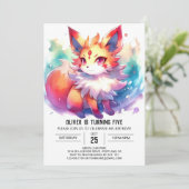 キッズエレガントキツネ誕生日 招待状 (スタンド正面)