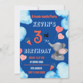 キッズエレファントの誕生日パーティーの招待状 招待状 (正面)