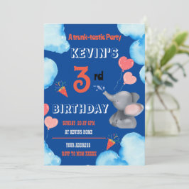 キッズエレファントの誕生日パーティーの招待状 招待状