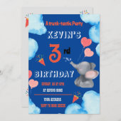 キッズエレファントの誕生日パーティーの招待状 招待状 (正面/裏面)