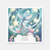 キッズエンチャントマーメイド誕生日 スタンダードカクテルナプキン (正面)