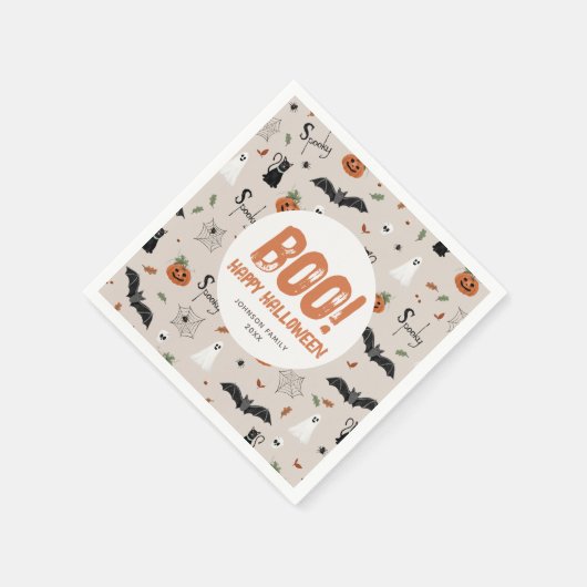 キッズオクトー不気味ムハロウィーン秋ブー スタンダードカクテルナプキン (角)