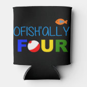 キッズオフィシャルフォー4歳の誕生日キッズ魚釣りTeeO 缶クーラー (正面)