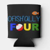 キッズオフィシャルフォー4歳の誕生日キッズ魚釣りTeeO 缶クーラー (裏面)