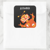 キッズオレンジブラックロボットパーソナライズされたクールモダン スクエアシール (バッグ)