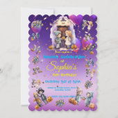 キッズオンハロウィーンテーマ招待状子供へ誕生日 招待状 (正面)