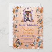 キッズオンハロウィーンテーマ招待状子供へ誕生日 招待状 (正面)