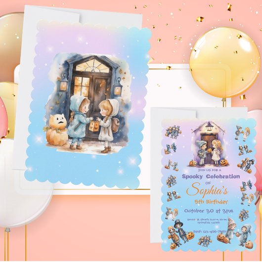 キッズオンハロウィーンテーマ招待状子供へ誕生日 招待状