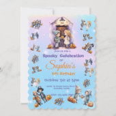 キッズオンハロウィーンテーマ招待状子供へ誕生日 招待状 (正面)