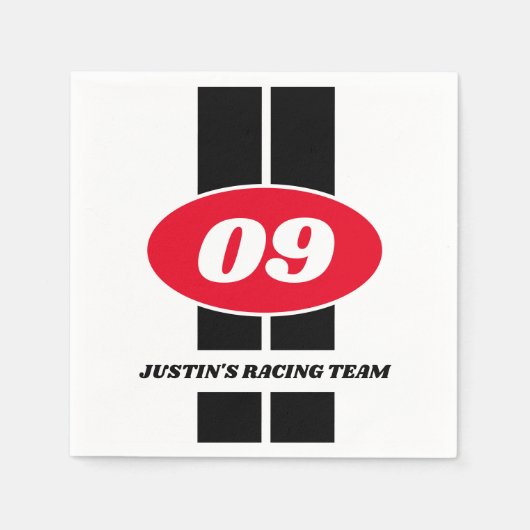 キッズオートレーステーマ9thバースデーパーティーのナプキン スタンダードカクテルナプキン (正面)