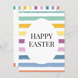 キッズカイカラフルハッピーイースター卵モダンストライプの0 シーズンポストカード