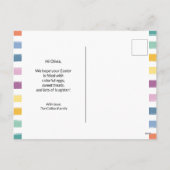 キッズカイカラフルハッピーイースター卵モダンストライプの0 シーズンポストカード (裏面)