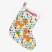 キッズカウトベビートナカイフェスティバルデザイン ラージクリスマスストッキング (正面 (吊り時))