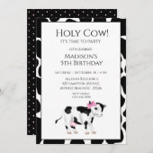 キッズカウープリントガールズバースデーパーティー招待状 招待状 (正面/裏面)