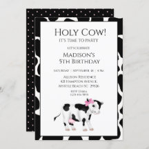 キッズカウープリントガールズバースデーパーティー招待状