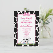 キッズカウープリントガールズバースデーパーティー招待状 招待状 (スタンド正面)