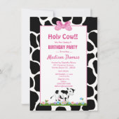 キッズカウープリントガールズバースデーパーティー招待状 招待状 (正面)