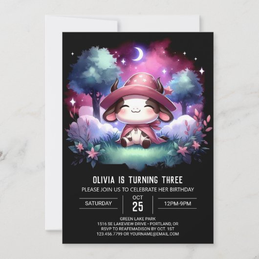 キッズカウーモダン誕生日 招待状 (正面)