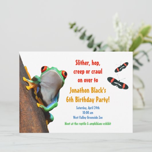 キッズカエル虫生誕祭パーティーの招待状 招待状 (スタンド正面)