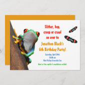 キッズカエル虫生誕祭パーティーの招待状 招待状 (正面/裏面)