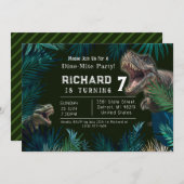 キッズカスタマイズ可能な恐竜テーマ誕生日 招待状 (正面/裏面)