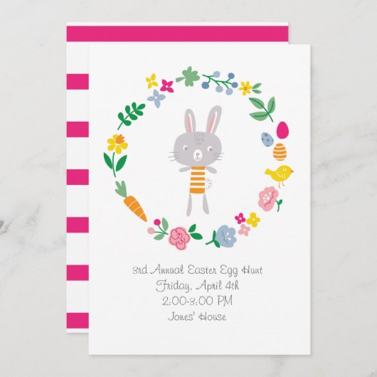 キッズカスタムイースター卵狩りの招待 招待状 (正面/裏面)