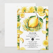 キッズカスタムレモン誕生日 招待状 (正面/裏面)