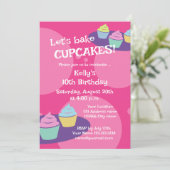 キッズカップケーキベーキングバースデーパーティ招待状 招待状 (スタンド正面)