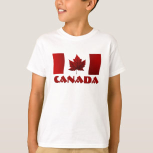 キッズカナダ国旗リンガーメープルリーフキッドのTシャツ Tシャツ