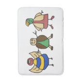 キッズカラフルおもしろいファミリーの漫画キャラクター バスマット (正面縦)