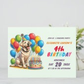 キッズカラフルラブラドールテーマ誕生日 招待状 (スタンド正面)