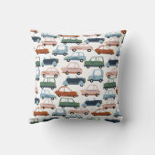 キッズカラフルレトロ車とトラックパターン クッション (裏面)